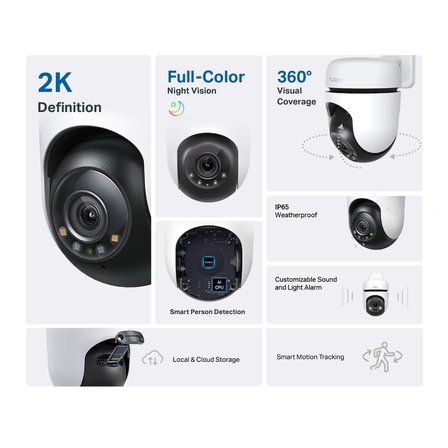 TP-LINK 3mp PT 3.9mm Wıfı Kablosuz Pan-Tilt IP Kamera Tapo C510W