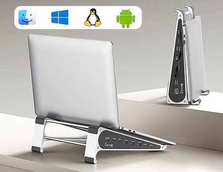 CODEGEN NSC-401 7portlu Genişletilmiş Yerleştirme İstasyonu (Docking Station) Entegre Alüminyum Notebook ve MacBook Standı