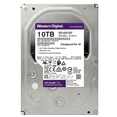 WD 3.5" 10TB PURPLE PRO WD102PURP 7200 RPM 512MB SATA-3 Güvenlik Diski