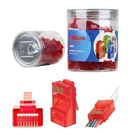TRKLink TRK-EZ-RJ45-K KONNEKTÖR (KIRMIZI) 100 'lü PAKET TRK-N