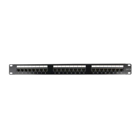 PATCH PANEL SLIDING BLACK 1U 24 PORT CAT6 UTP RAC