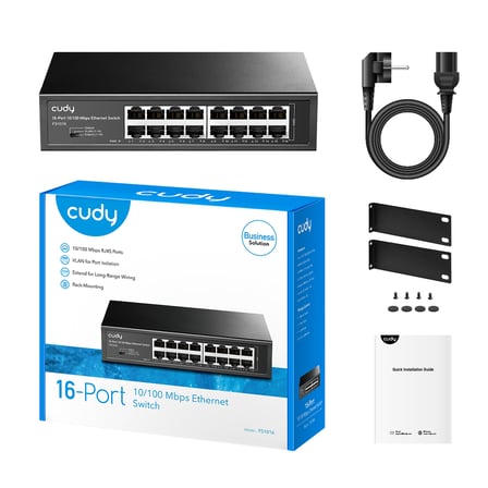 CUDY FS1016 16 Port Mbit Desktop/Rackmount Yönetilemez Metal Kasa Switch