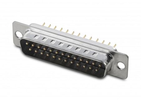 D-SUB, 25 Pin, Erkek, Düz PCB için, Kalaylı Gövde