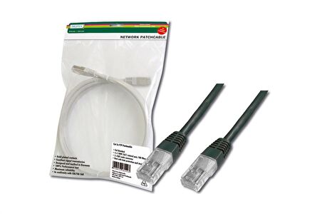 Digitus Cat-5e UTP Patch Kablosu, 2 metre, AWG 26/7, Siyah Renk, 3P sertifikalı