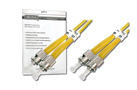 Digitus ST-ST Fiber Optik Patch Kablo, 3 metre, Singlemode, Duplex, 09/125 