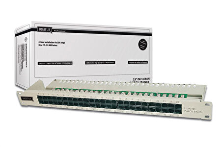 Digitus 19 Inch 50 port CAT-3 ISDN Patch Panel, Zırhsız 