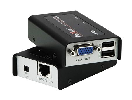 VGA KVM (Keyboard/Video Monitor/Mouse) Mesafe Uzatma Cihazı,  USB Konsol, 100 metreUSB VGA Cat 5 Mini KVM Extender (1280 x 1024@100m)