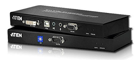 DVI Cat 5 KVM (Keyboard/Video Monitor/Mouse) Mesafe Uzatma Cihazı, Ses (hoparlör ve mikrofon) bağlantı desteği, 60 metre, USB Konsol, ESD ve gerilimdeki ani yükselmelere karşı korumalı
USB DVI Cat 5 KVM Extender (1024 x 768@60m)
