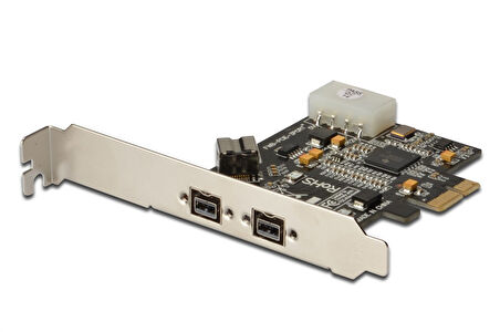 Digitus 3 Port&#039;lu (2 Harici, 1 Dahili Port) PCI Express Firewire 800 Kart, IEEE 1394b, TI XIO2213B chip takımı
