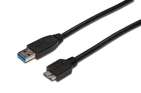 USB 3.0 Bağlantı Kablosu, USB A Erkek - USB micro B Erkek, 1.8 metre, AWG 28, USB 3.0 uyumlu, UL, siyah renk