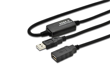 Digitus USB 2.0 Repeater / Uzatma Kablosu, USB A erkek / A dişi, 10 metre
Digitus USB 2.0 Active Extension Cable