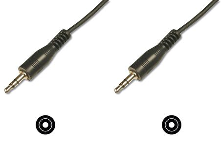 Stereo Ses Kablosu, 3.5 mm erkek - 3,5 mm erkek, 2.50 metre, CCS, 2x0.10/10 zırhlı, siyah renk 