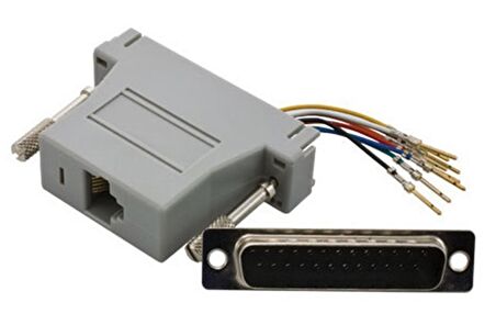 Modüler Adaptör (Coupler), DB25 erkek  RJ45 dişi, bej renk