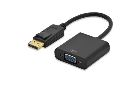 ednet DisplayPort (DP)  VGA Adaptörü, DP Erkek- HD15 Dişi, 0.15 metre, DP 1.2 uyumlu, UL, siyah renk 