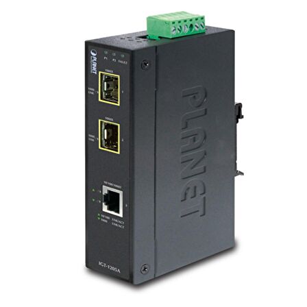 Endüstriyel Tip Media Converter
1-port 10/100/1000T  2-port 1000Base-SX/LX/BX SFP/mini-GBIC yuva (Port-1 ve Port-2)
IP-30, -40 ile 75 Derece C
Industrial 10/100/1000T to 2-port 100/1000X SFP Media Converter

