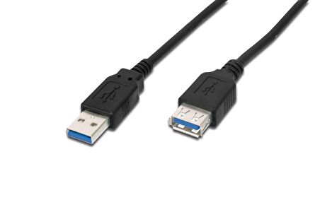 USB 3.0 Uzatma Kablosu, USB A erkek - USB A dişi, 1.8 metre, AWG 28, 2x zırhlı, UL, siyah