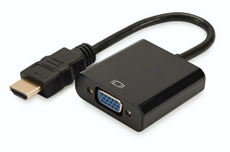 HDMI  VGA Çevirici Adaptör, Giriş: HDMI A erkek, 3,5mm audio dişi, Çıkış: VGA dişi,  siyah renk