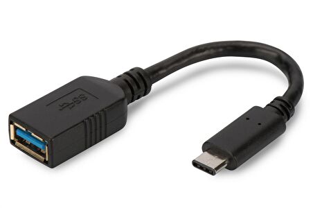 USB Tip C Adaptörü, On-The-Go (OTG), USB Tip C Erkek   USB Tip A Dişi, 0,15 metre, Super Speed, USB 3.0, siyah renk