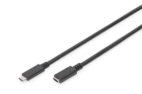 USB Tip C™ Uzatma Kablosu, Tip C Erkek  Tip C Dişi, 2 metre, 3A, 480MB, 2.0 Versiyon, CE, siyah renk
