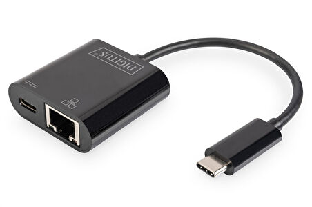 Digitus USB Tip C Gigabit Ethernet Adaptörü
Giriş: 1 x 10/100/1000 port
Çıkış: 1 x şarj özellikli USB Tip C (PD 2.0, 60W, 20V/3A) erkek port (bilgisayar bağlantısı için) 
Digitus USB-Type-C Gigabit Ethernet Adapter + PD with 