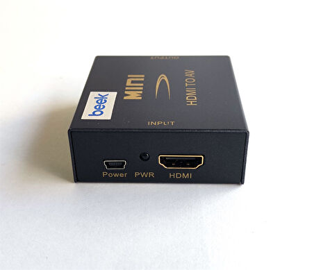 Beek HDMI  RCA Video (Görüntü) &amp; Audio (Ses) Sinyal Çeviricisi, 1 x HDMI giriş, 1 x mini USB giriş (güç), 1 x AV (CVBS) çıkışı (Cinch yuva), 1 x Sağ Hoparlör çıkışı (Cinch yuva), 1 x Sol Hoparlör çıkışı (Cinch yuva)
Beek HDMI t