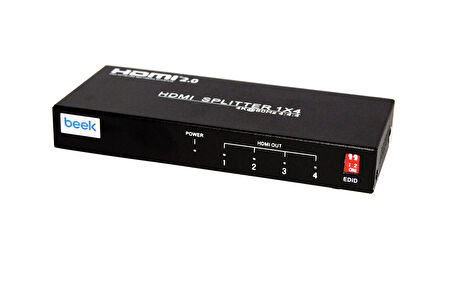 Beek 4 Port 4K HDMI Video Çoklayıcı, 3810 x 2160 (4K) ve 1920 x 1080 (Full HD) piksel çözünürlük, HDMI 2.0, HDCP 2.3, metal şasi, siyah renk
Beek 4K HDMI Spliter 4 Ports, UHD 4K@60Hz (4:4:4) HDR 1.8Gbps, HDMI 2.0, HDCP 2.3