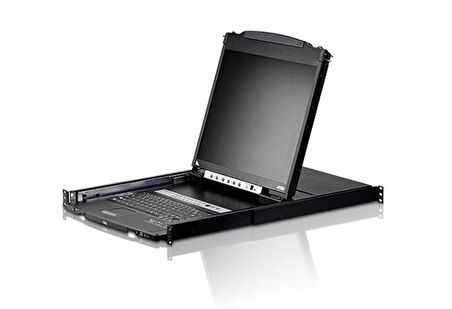 Çift Sürgülü Kasaya Sahip, 19&quot; LCD Ekran, Touchpad’i ve Türkçe Klavye&#039;si Bulunan 8 Port PS/2-USB KVMP™  (Periferi/ Çevre Cihazlarla (USB) Bağlantı Kurabilir) Switch (8 Port Dual Rail LCD KVM Switch) 