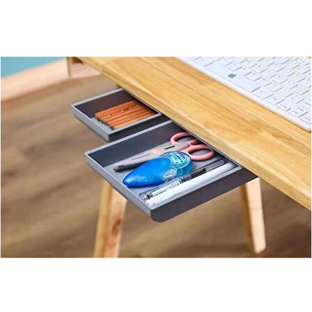 KENDİNDEN YAPIŞKANLI 21 CM X 15.5 CM X 3.2 CM PORTATİF PLASTİK MASA ALTI ORTA BOY ÇEKMECE
