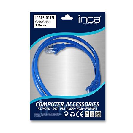 INCA ICAT6-02TM 2MT CAT6 UTP PATCH KABLO MAVİ
