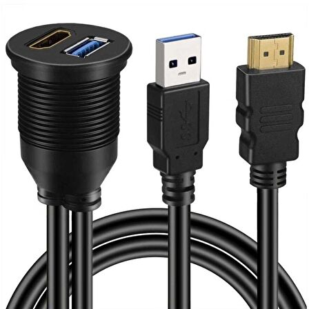 POWERMASTER PM-12428 ARAÇ KONTROL PANELİ USB 3.0 + HDMI UZATMA KABLOSU GÖMME MONTAJ