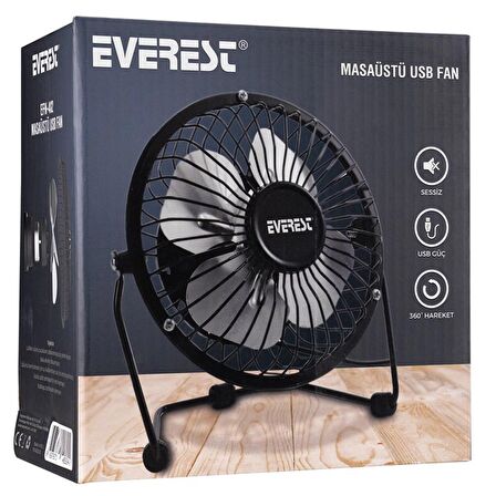 EVEREST EFN-482 MASAÜSTÜ METAL SİYAH FAN