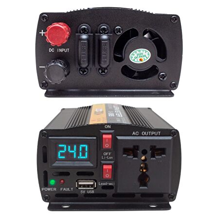 POWERMASTER PWR300-24 TEK DİJİTAL EKRAN 24 VOLT - 300 WATT MODIFIED SINUS WAVE INVERTER