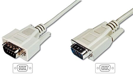 VGA Monitör Kablosu, HD15 Erkek - HD15 Erkek, 1.80 metre, AWG 28, 3CF/4C, bej renk