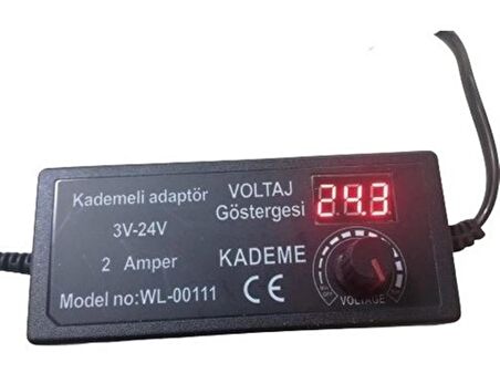 WINLIGHT WL-00111 3 VOLT - 24 VOLT - 2 AMPER 5.5*2.5 UÇLU DIGITAL EKRANLI AYARLI KADEMELİ ADAPTÖR