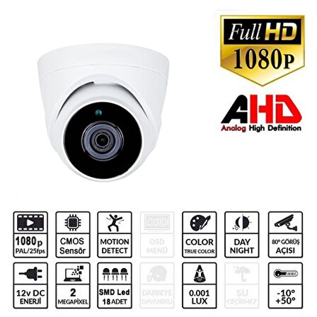 EZCOOL EZ-5120HD 2MP 2.8MM LENS AHD DOME KAMERA