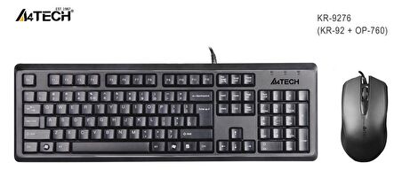 A4 TECH KR-9276 Q USB STANDART KLAVYE+OPTİK MOUSE
