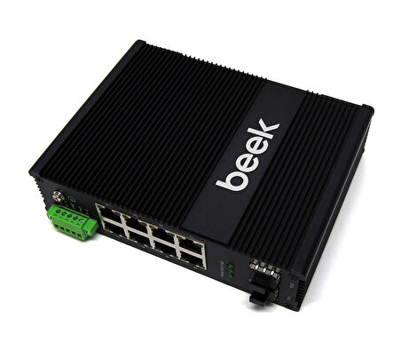 Beek Yönetilemeyen L2 Endüstriyel PoE Switch
 8 x 10/100/1000T IEEE802.3af/at PoE+ port (Port başına 30.8 watt) (PoE Güç Bütçesi maks. 240 Watt)
2 x 1G SFP
Din-Ray montajına uygun
Beek Unmanaged L2 Industrial PoE Sw