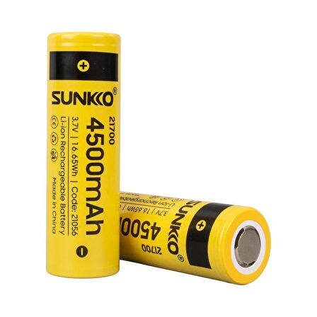 SUNKKO 3.7 VOLT 4500 MAH 21700 ŞARJ EDİLEBİLİR PİL (2Lİ PAKET FİYATI)