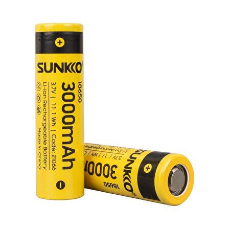 SUNKKO 3.7 VOLT 3000 MAH 18650 ŞARJ EDİLEBİLİR PİL (2Lİ PAKET FİYATI)