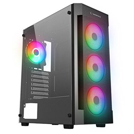 RAMPAGE VIGILANT MESH 650W 80+ BRONZE SİYAH TEMPERLİ CAMLI 4X120MM RGB FAN ATX MIDI TOWER GAMING KASA