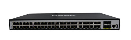 Beek L3 Yönetilebilir PoE+ Switch
48 x 10/100/1000Mbps IEEE802.3af/at PoE+ port (Port başına 30.8 watt) (PoE Güç Bütçesi maks. 500 Watt)
4 x 1/10G Base-X SFP+ yuva
1 x Konsol port
1 x USB port
6KV surge ko