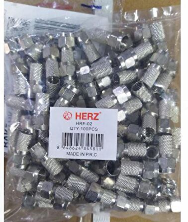 HERZ HF-02 RG6/U6 22 MM SİYAH CONTALI F KONNEKTÖR (100LÜ POŞET)