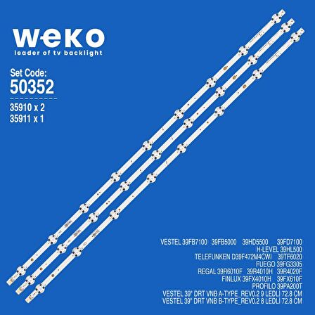 WKSET-5352 35910X2 35911X1 VESTEL 39 DRT VNB 3 ADET LED BAR (8+9LENS)