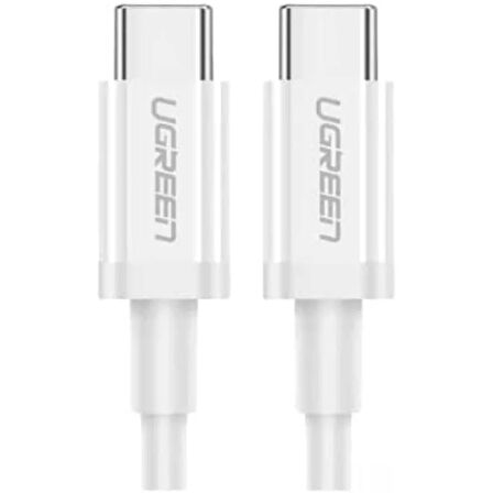 UGREEN USB-C 60W 3A QC PD HIZLI ŞARJ KABLOSU 1 MT BEYAZ 60518