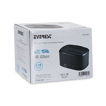 EVEREST 2.5,3.5" USB 3.0 HD3-540 Sata Harddisk Dock Siyah