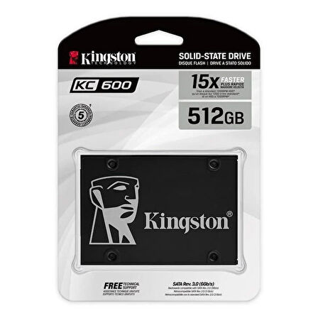 KINGSTON 512GB KC600 SKC600/512 550- 520MB/s SSD SATA-3 Kurumsal Disk