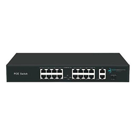 ODS 16port +2 UPLINK 200w FULL PoE 08ODS-16P2U1S-200 10/100 1X SFP Yönetilemez Switch