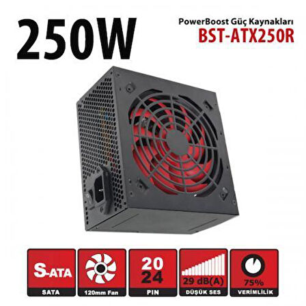 PowerBOOST 250W BST-ATX250R 12cm Fanlı Power Supply