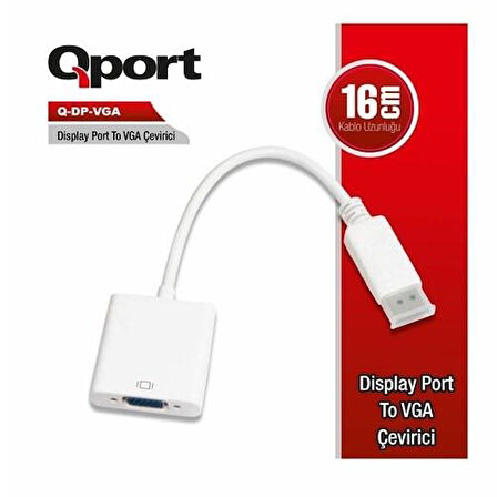 QPORT Q-DP-VGA 0.15metre DP-VGA (D) Görüntü Adaptörü Siyah 1080p