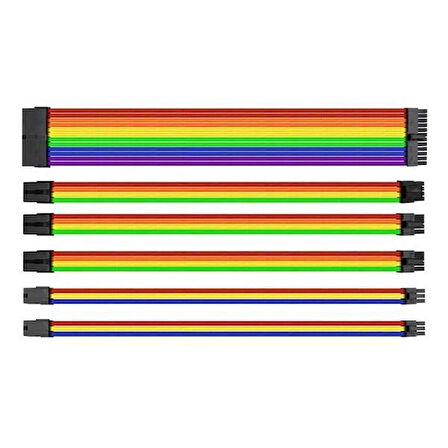 Thermaltake AC-049-CNONAN-A1 TtMod Rainbow Power Supply Sleeved Kablo Seti  (16 AWG)